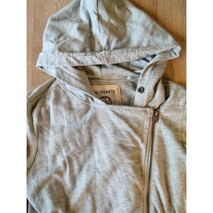 LA Hearts Diagonal Zip Sweater Heather‎ Grey Size Medium